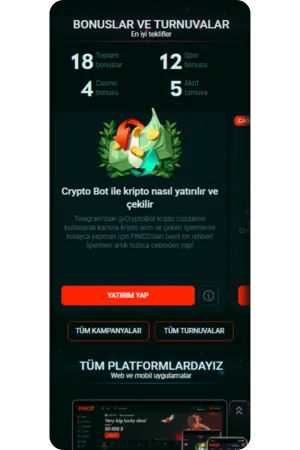 Pinco casino uygulamasında sunulan %150 bonuslar ve 250 bedava dönüş ekranı