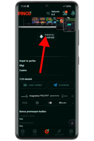 Pinco APK button