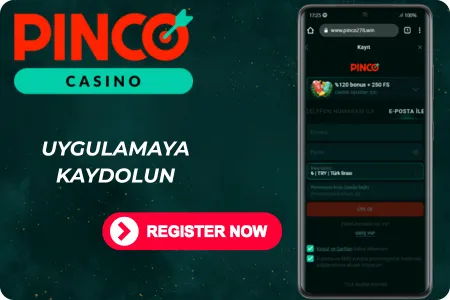 Pinco uygulamasında kayıt süreci adımları