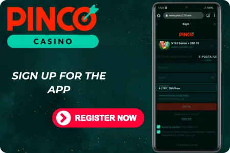 Registration process steps in Pinco application